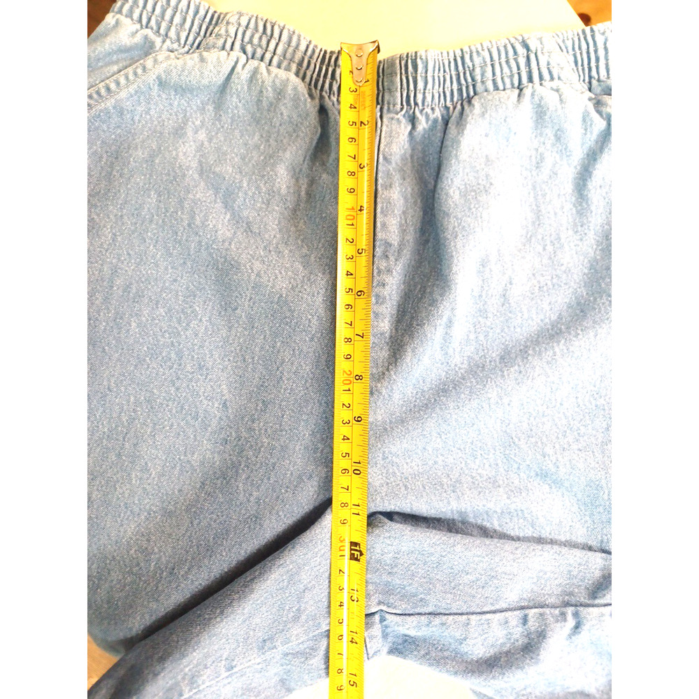 VTG Chic Women's Lt Blue Denim 100% Cotton Shorts Sz 14 High Rise Elastic Waist - Picture 10 of 11